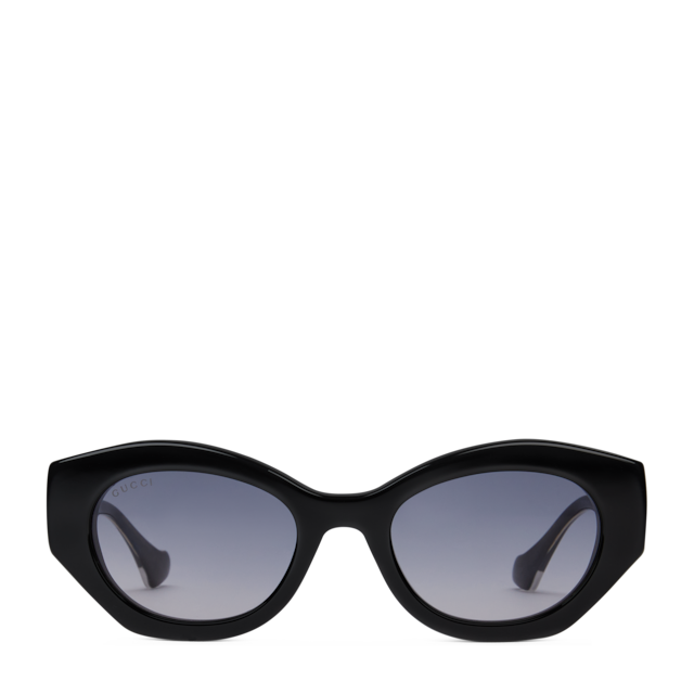 Oval-frame sunglasses in black acetate | GUCCI® US