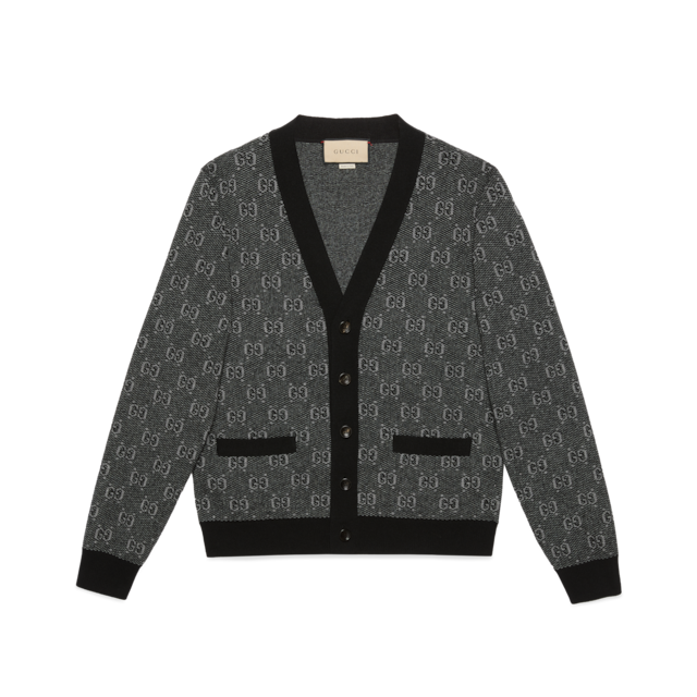 GG degradé wool jacquard cardigan in dark green | GUCCI® US