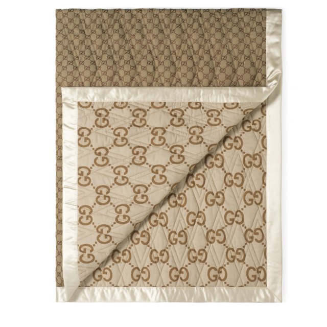 Double-sided GG quilted cotton blanket