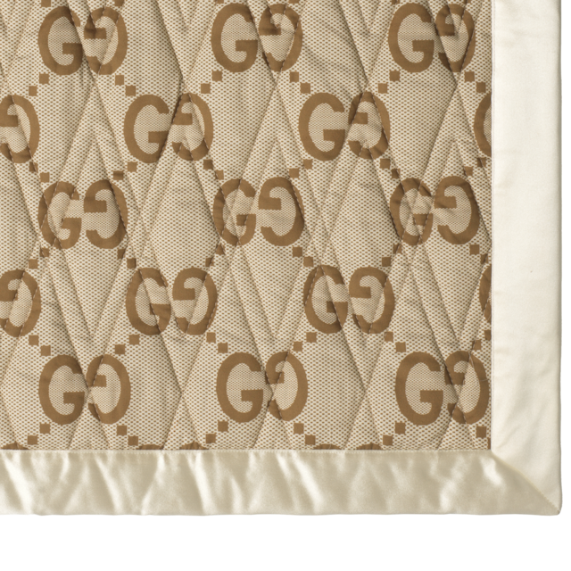 Double-sided GG quilted cotton blanket