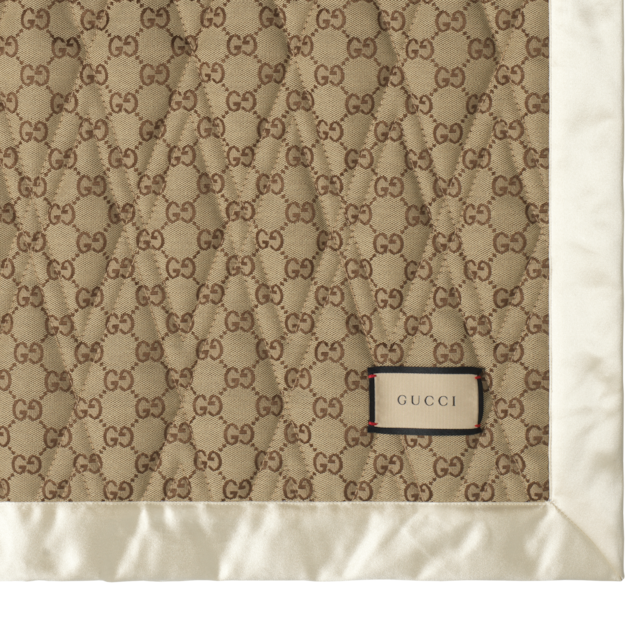 Double-sided GG quilted cotton blanket