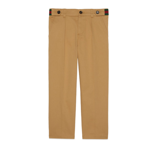 Children's GG cotton pants with Web in beige | GUCCI® US