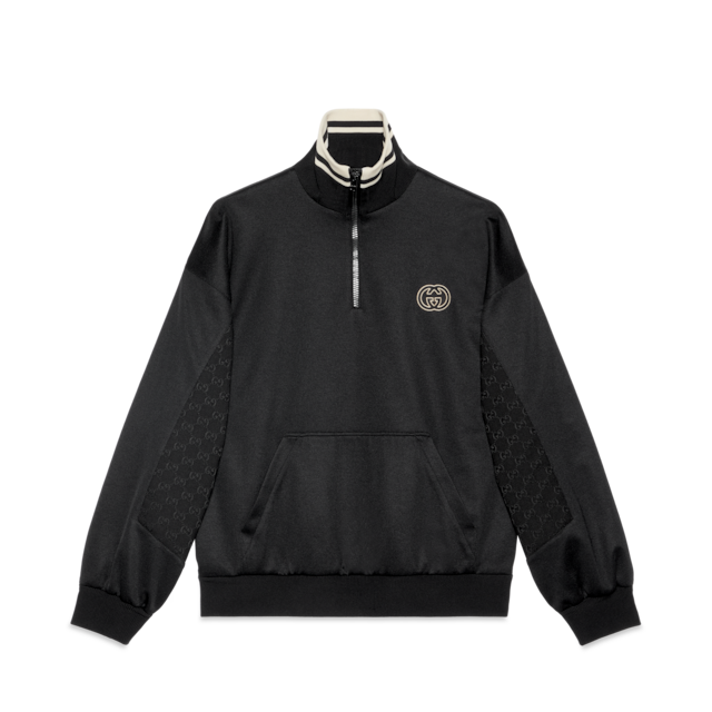 Jumbo GG zip jacket with Web in grey and dark grey | GUCCI® US