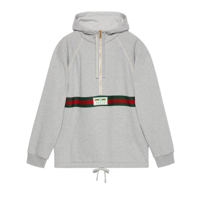 【送料&関税込】Gucci Nastro Web Hoodie Sweatshirt With Web & Gucci Label In Ivory | GUCCI® AE