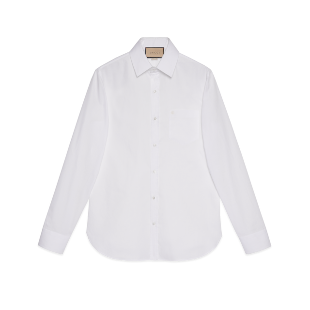 Cotton poplin shirt with Double G in white | GUCCI® US