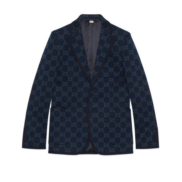 Wool twill jacket in dark navy | GUCCI® US
