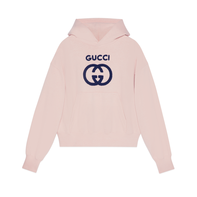 Cotton hooded sweatshirt with print in camel | GUCCI® US