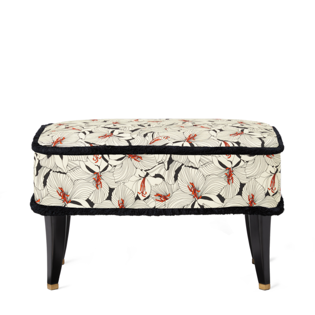 Lilies print fabric stool