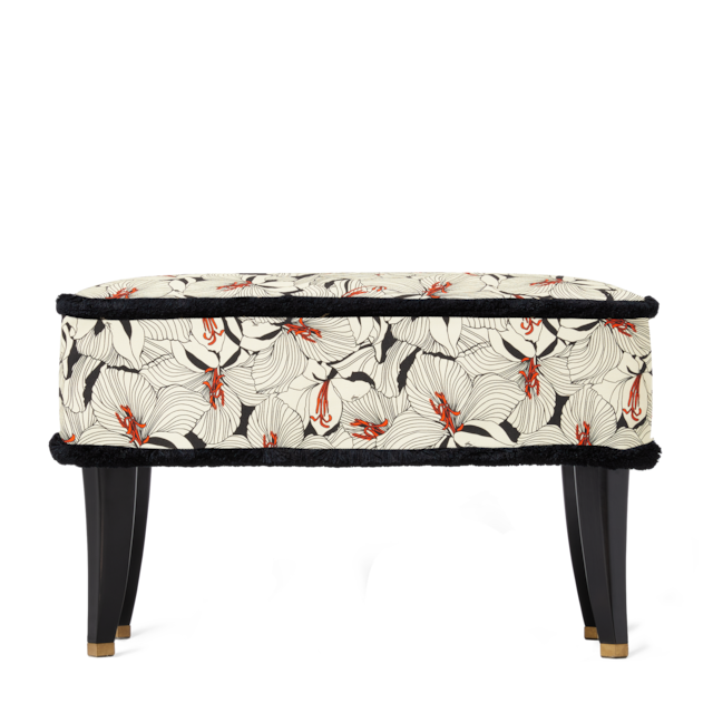 Lilies print fabric stool