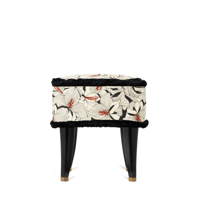 Lilies print fabric stool