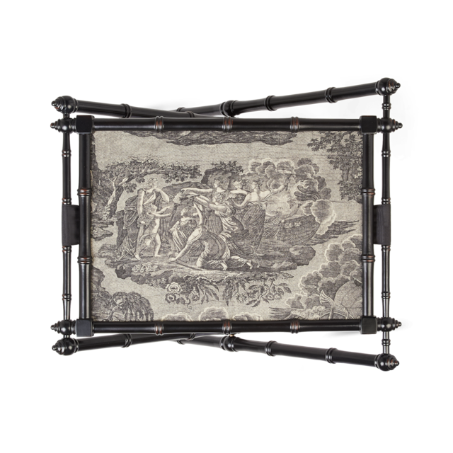 Toile de Jouy print wooden folding tray