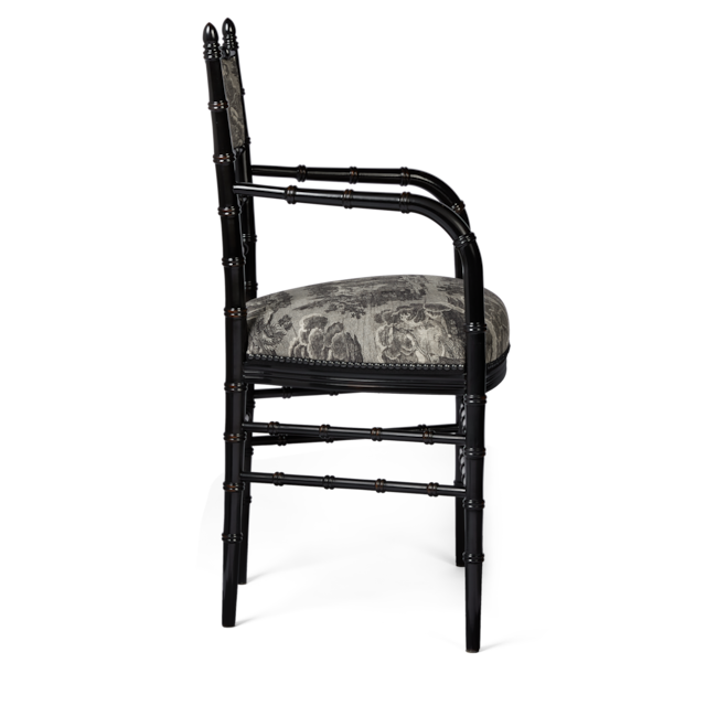 Chiavari Toile de Jouy print chair with arm rest