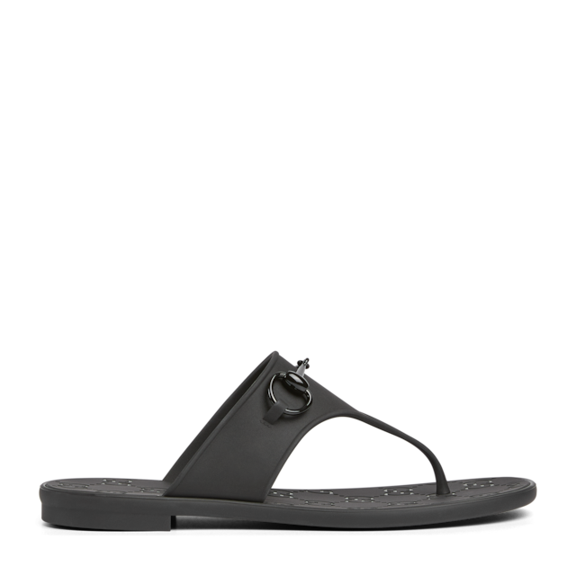 Women's thong sandal with Horsebit in black leather | GUCCI® US Women's thong sandal with Horsebit in black leather | GUCCI® US