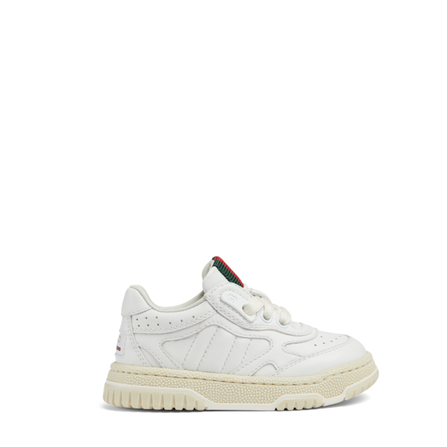 Children's Gucci Re-Web sneaker in white leather | GUCCI® US