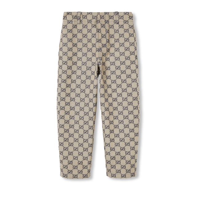 GG linen blend canvas jogging pant in camel and ebony