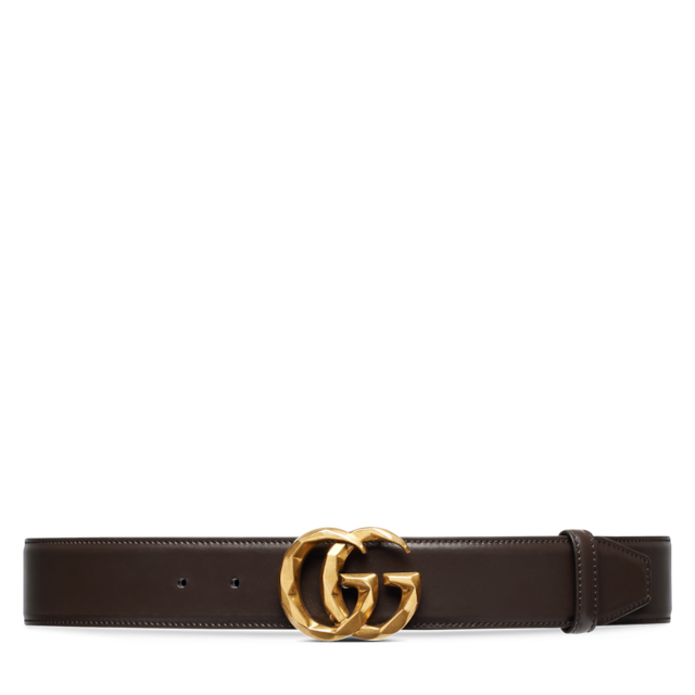 Wide Black Leather Women's Belt With Double G Buckle | GUCCI® GR