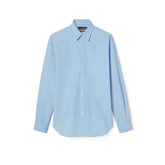 Gucci Men's Jumbo GG Check Shirt in Azure/Blue Gucci