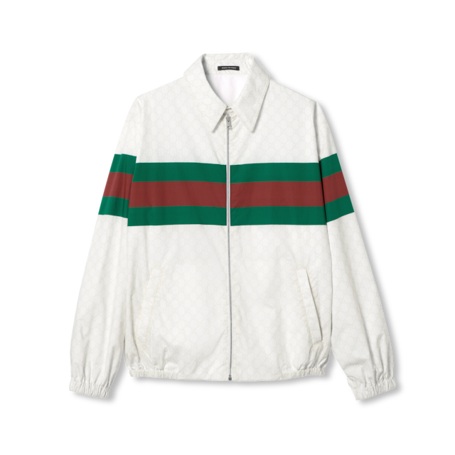 １着でも送料無料 Printed technical poplin zip jacket in gradient blue | GUCCI® US その他