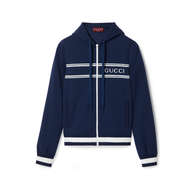 Technical jersey sweatshirt with embossed logo in navy