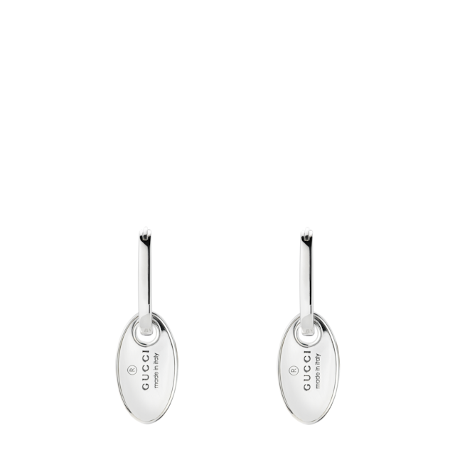 Hoop earrings with geometric G in 941 sterling silver