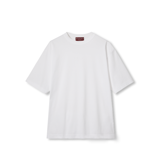 GUCCI☆関税込☆ロゴ刺繍コットンジャージー ホワイトTシャツ コットンジャージー プリント Tシャツホワイト | GUCCI公式