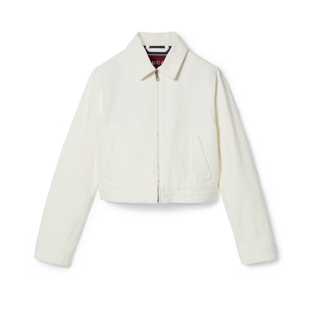 ジャケット 5 PROGRESS SS23 5progress Jackets White (9019FLORAWHITE) Denim jacket with embroidery in blue | GUCCI® US
