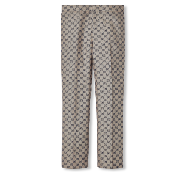 Floral lace lamé pants in grey | GUCCI® US