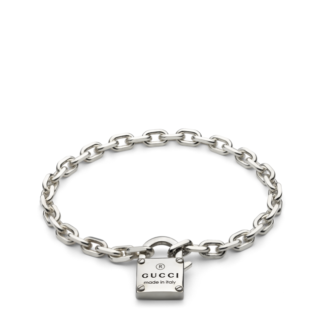 Trademark chain bracelet with tag in 925 sterling silver