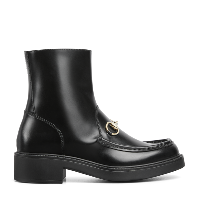Women's boot with Web in black leather | GUCCI® US Women's boot with Web in black leather | GUCCI® US