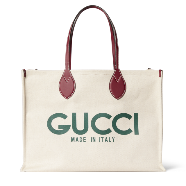 GUCCI プリント スモール トートバッグベージュ キャンバス