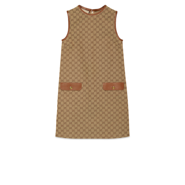 Children's GG canvas dress in beige and blue | GUCCI® US