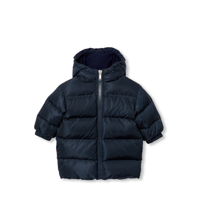 Baby GG canvas padded jacket in camel and dark brown | GUCCI® US