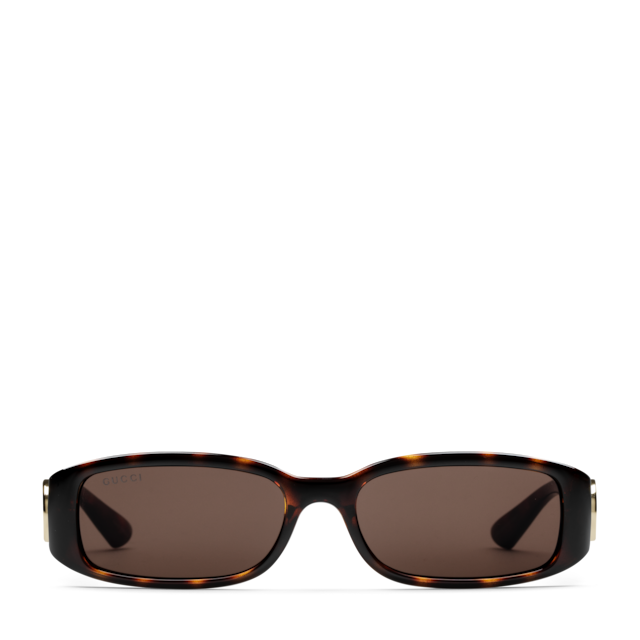 Rectangular frame sunglasses in tortoiseshell | GUCCI® US
