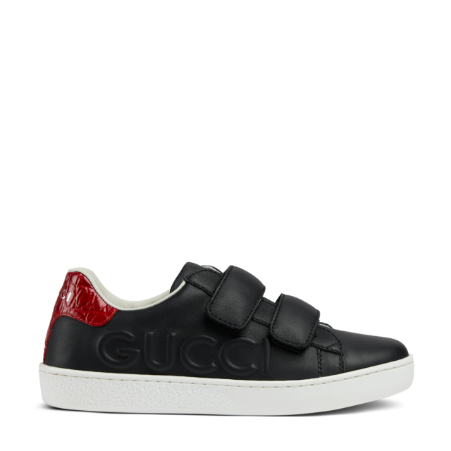Children's Ace Sneaker White Leather Velcro With Green \u0026 Red Web | GUCCI® UK