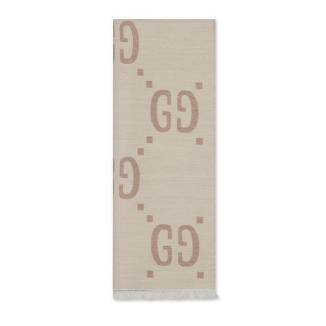 ◆GUCCI◆GGジャカード ウールシルク マフラー スカーフ 美品 正規品 GGジャカード ウールシルク スカーフライトグレー | GUCCI公式