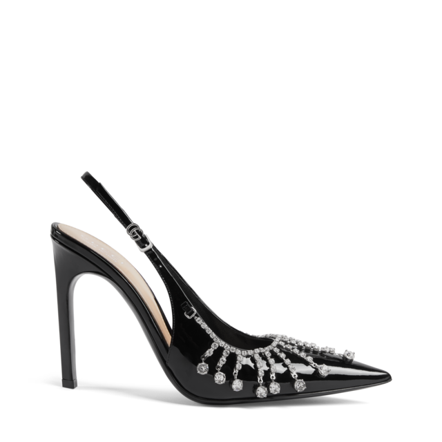 Puzzle 85 patent leather, suede, and PVC pumps in black