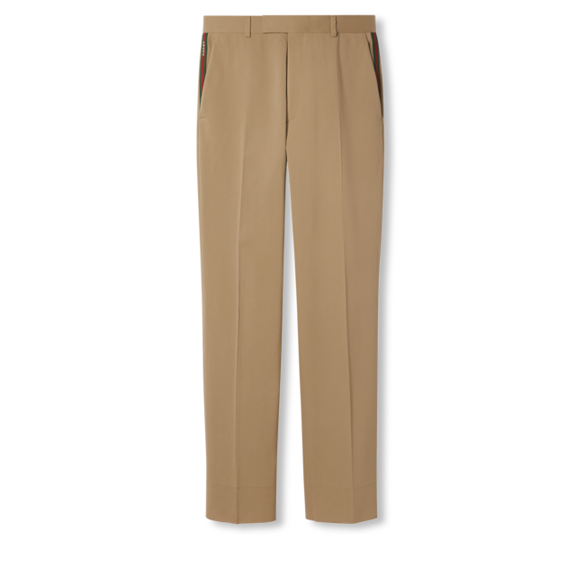 Cotton gabardine trouser with Web in blue | GUCCI® SG