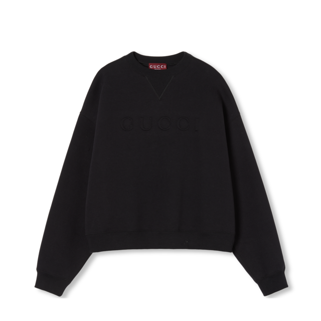Cotton jersey sweatshirt with Web in grey | GUCCI® US