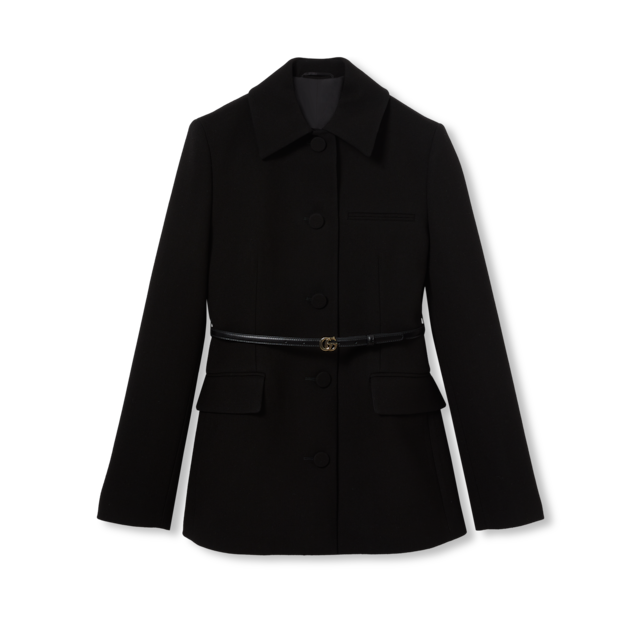 25新作 GUCCI エンブロイダリー ウール ブークレ ジャケット エンブロイダリー付き ウールブークレ ジャケットブラック