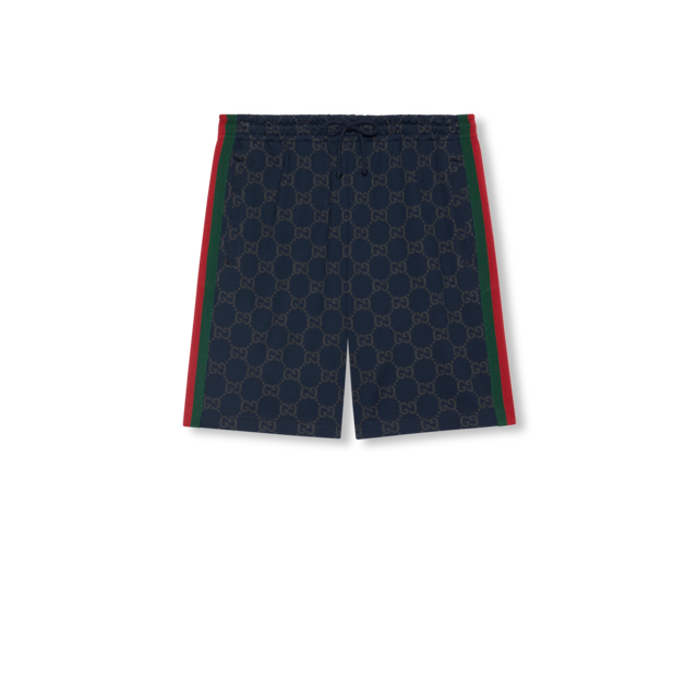Jersey shorts with patch in blue | GUCCI® US