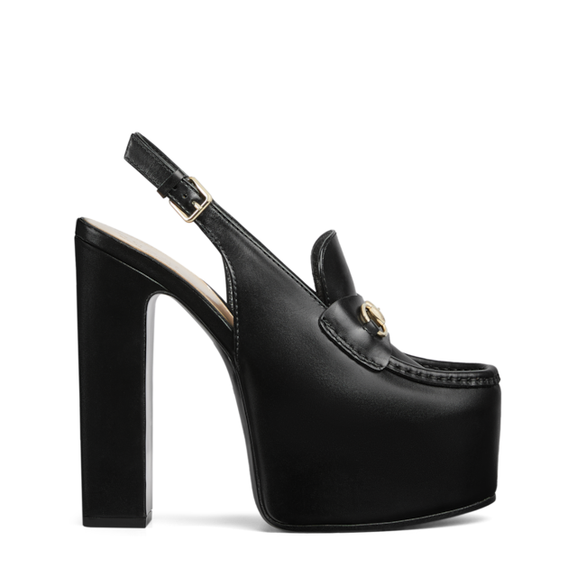 Women's platform pump with Double G in light pink leather Women's platform pump with Double G in light pink leather