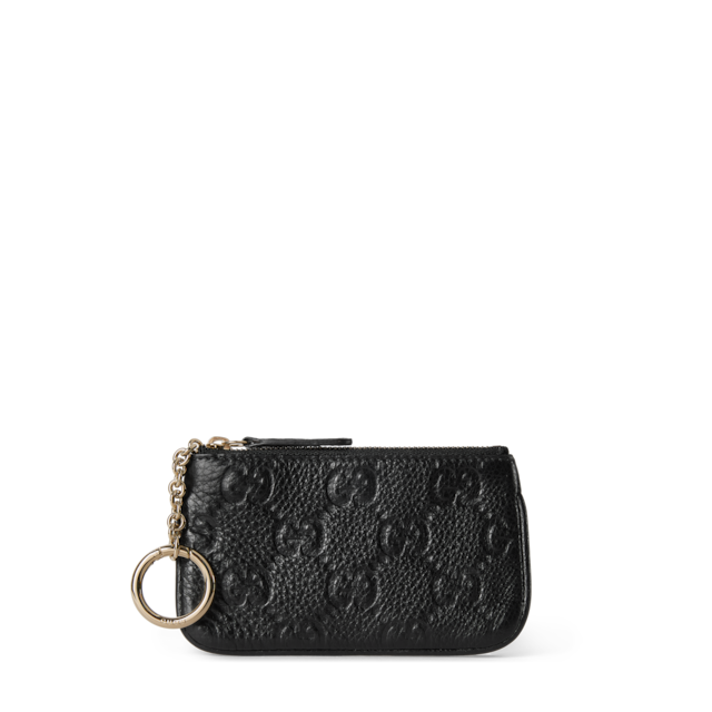 バンブー付き ジップ キーケースブラック レザー | GUCCI公式