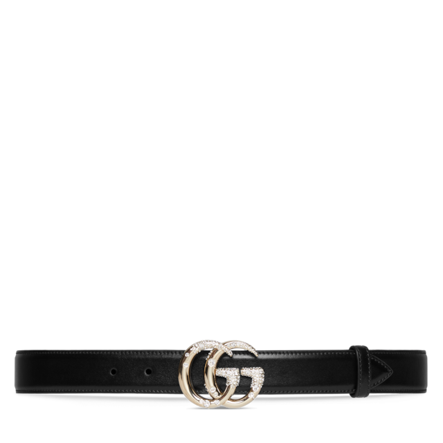 送料無料 通販  Marmont GG belt US GUCCI® | leather black in buckle crystal with 小物