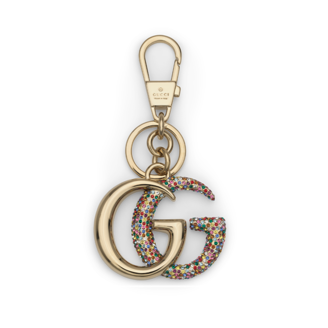 Double G keychain in gold-toned metal | GUCCI® US