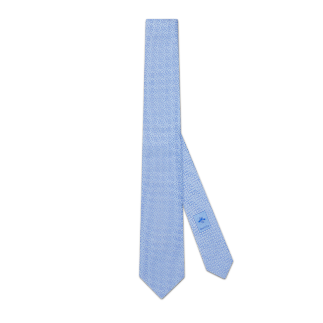 Silk jacquard tie with Gucci crest in blue | GUCCI® US