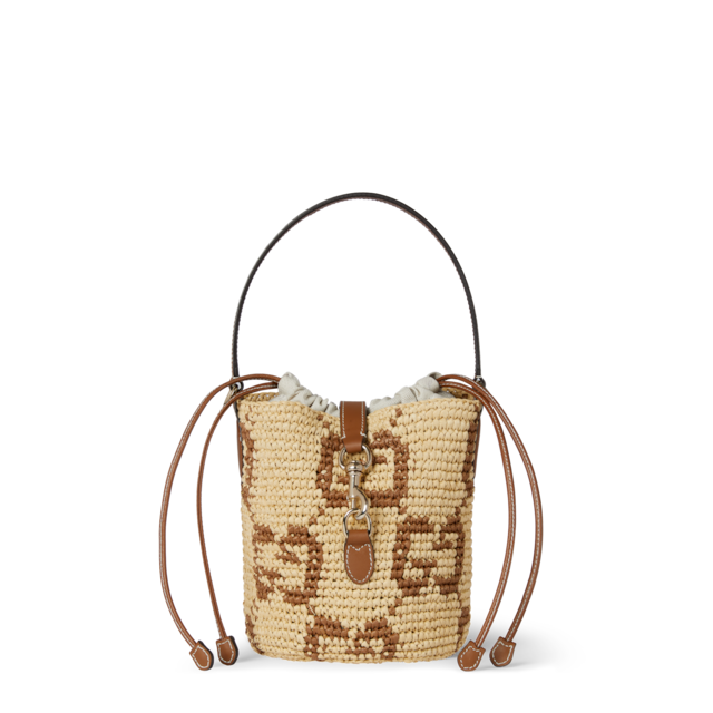 Woven mini bucket bag