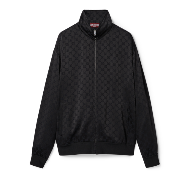 Jumbo GG zip jacket with Web in grey and dark grey | GUCCI® UK