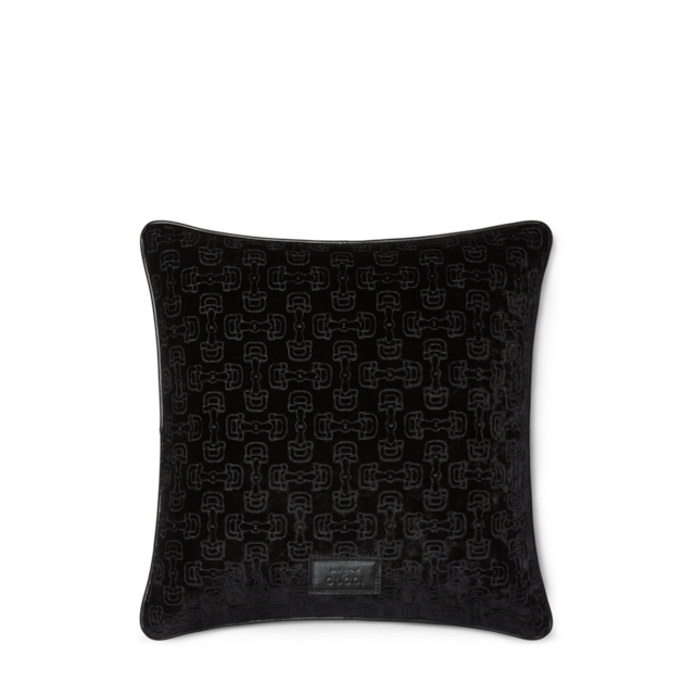 Horsebit velvet jacquard cushion