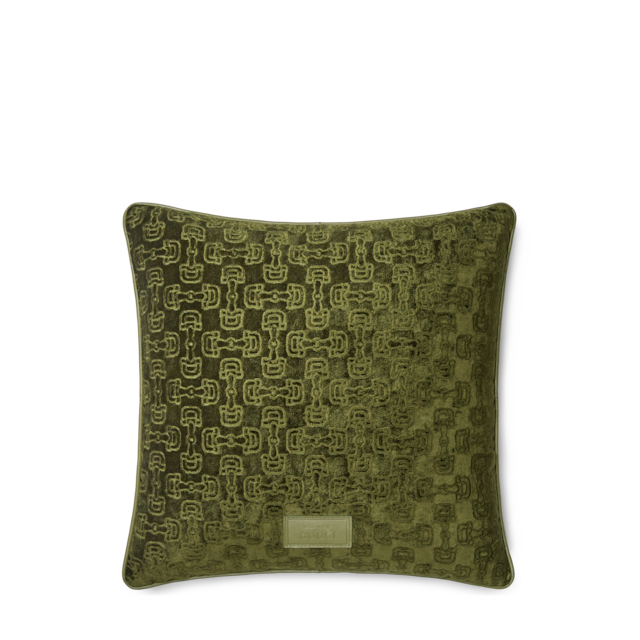 Horsebit velvet jacquard cushion