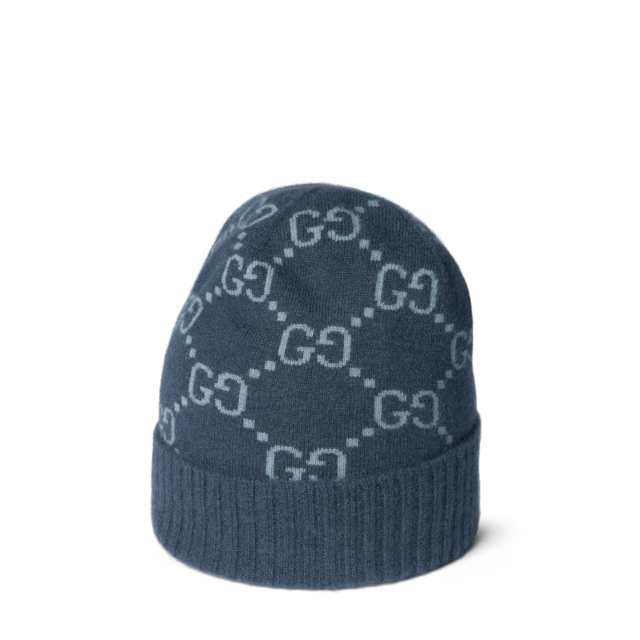 GG cashmere jacquard hat in ivory and light grey | GUCCI® US